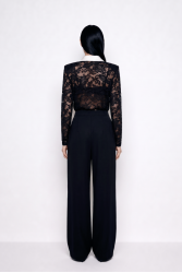MALLORY THE LABEL Shadow Bloom Black Top Μαύρο Δαντελένιο Τοπ