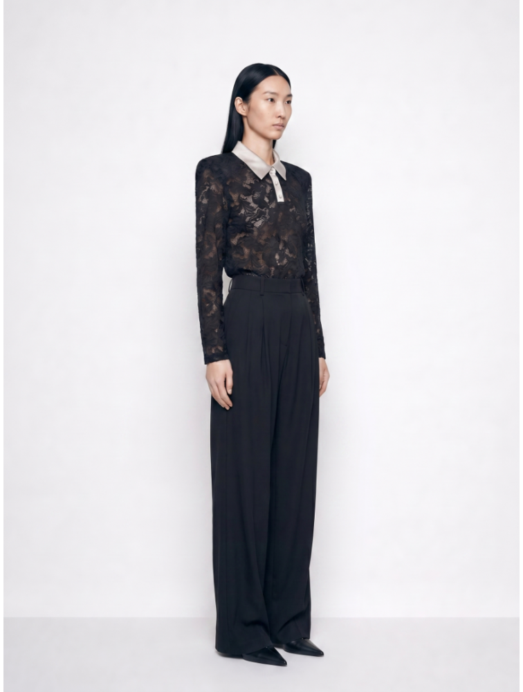 MALLORY THE LABEL Shadow Bloom Black Top Μαύρο Δαντελένιο Τοπ