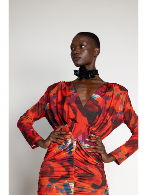 MALLORY THE LABEL Silah Red Floral Dress