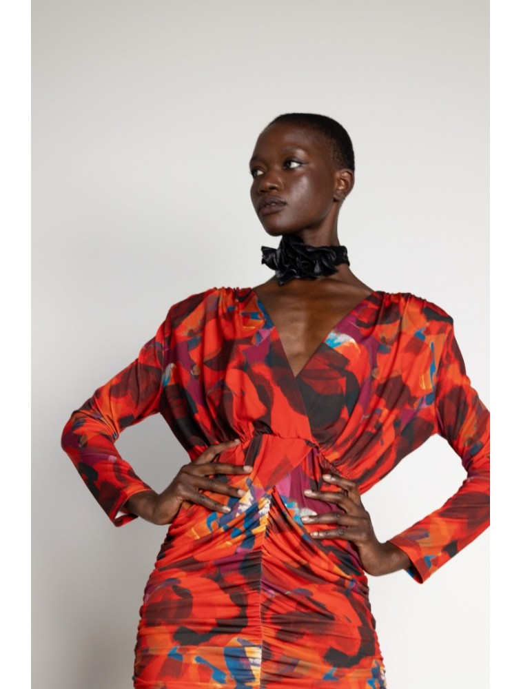 MALLORY THE LABEL Silah Red Floral Dress Κόκκινο φλοράλ φόρεμα