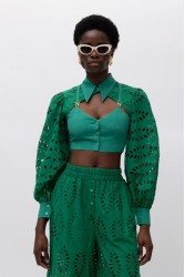 MALLORY THE LABEL Simon Green Crop Top Πράσινο Τοπ με γιακά