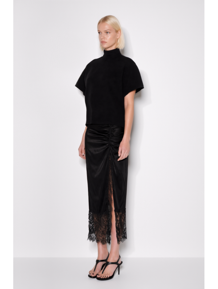 MALLORY THE LABEL Sylvia Black Skirt Μαύρη Φούστα με Δαντέλα