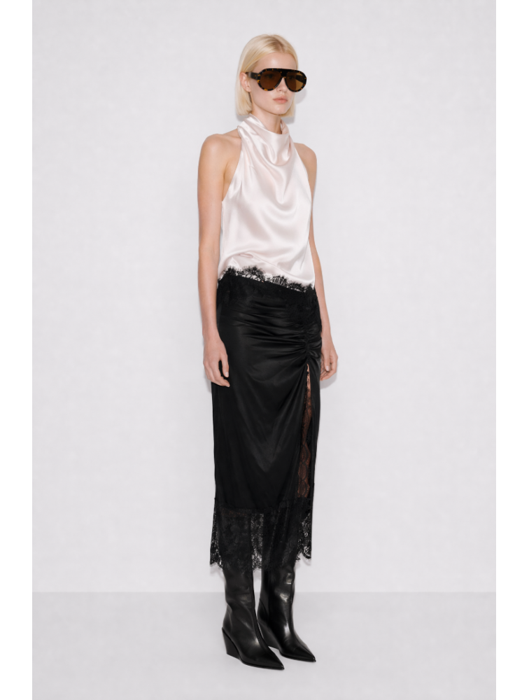 MALLORY THE LABEL Sylvia Black Skirt Μαύρη Φούστα με Δαντέλα