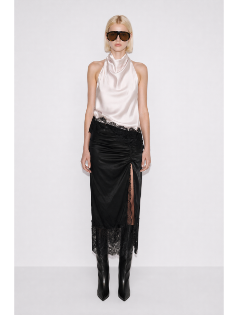 MALLORY THE LABEL Sylvia Black Skirt Μαύρη Φούστα με Δαντέλα
