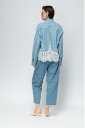 MALLORY THE LABEL The Ocean Club Blue Shirt Γαλάζιο Πουκάμισο με Δαντέλα