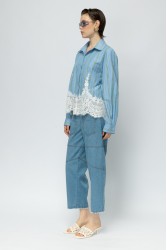 MALLORY THE LABEL The Ocean Club Blue Shirt Γαλάζιο Πουκάμισο με Δαντέλα