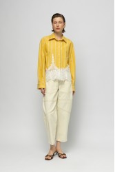 MALLORY THE LABEL The Ocean Club Yellow Shirt with Lace