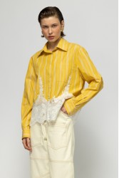 MALLORY THE LABEL The Ocean Club Yellow Shirt with Lace