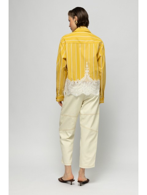 MALLORY THE LABEL The Ocean Club Yellow Shirt with Lace