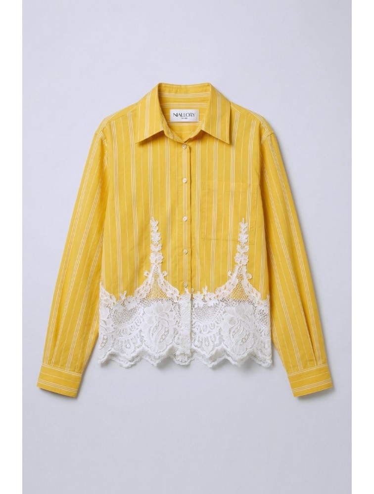 MALLORY THE LABEL The Ocean Club Yellow Shirt with Lace