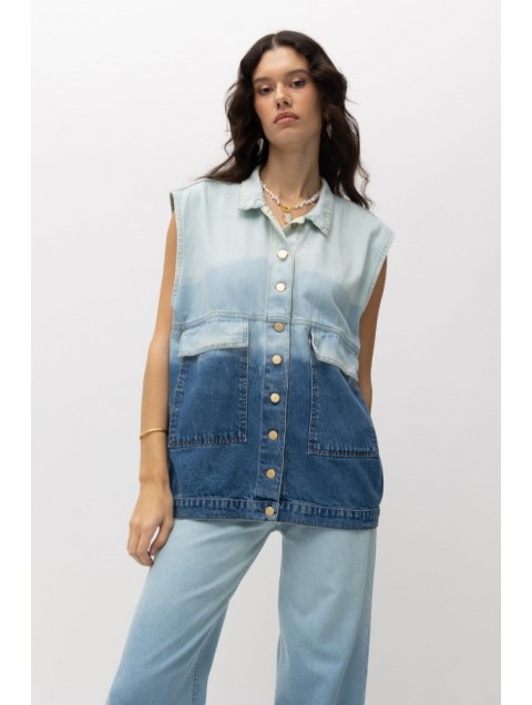 MALLORY THE LABEL Tupac Degrade Blue Vest MALLORY THE LABEL Tupac Degrade Blue Vest