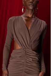MALLORY THE LABEL Utopia Brown Dress Καφέ Φόρεμα