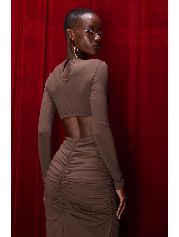MALLORY THE LABEL Utopia Brown Dress Καφέ Φόρεμα