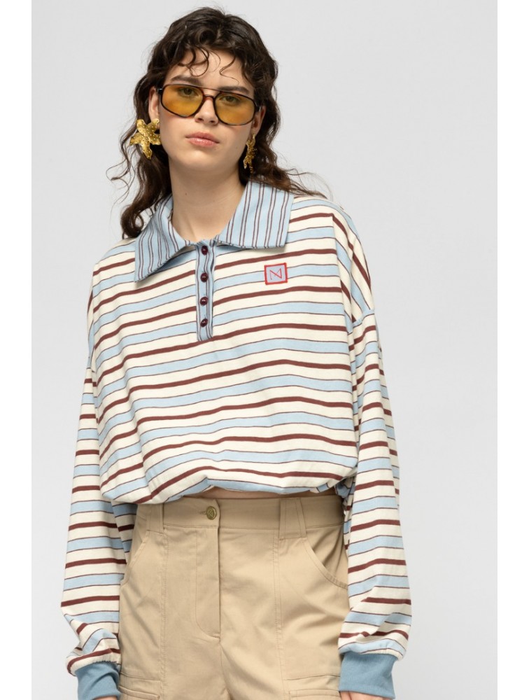 MALLORY THE LABEL Wham Top Ριγέ Μπλούζα
