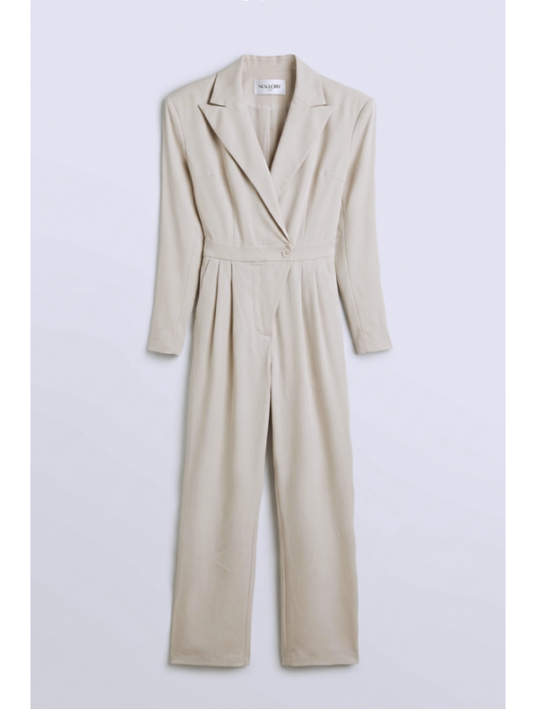 MALLORY THE LABEL Winter Bloom Off White Jumpsuit Εκρού Ολόσωμη Φόρμα