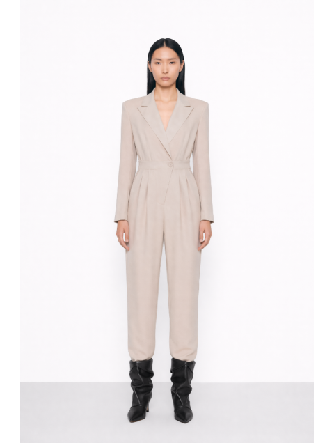MALLORY THE LABEL Winter Bloom Off White Jumpsuit Εκρού Ολόσωμη Φόρμα