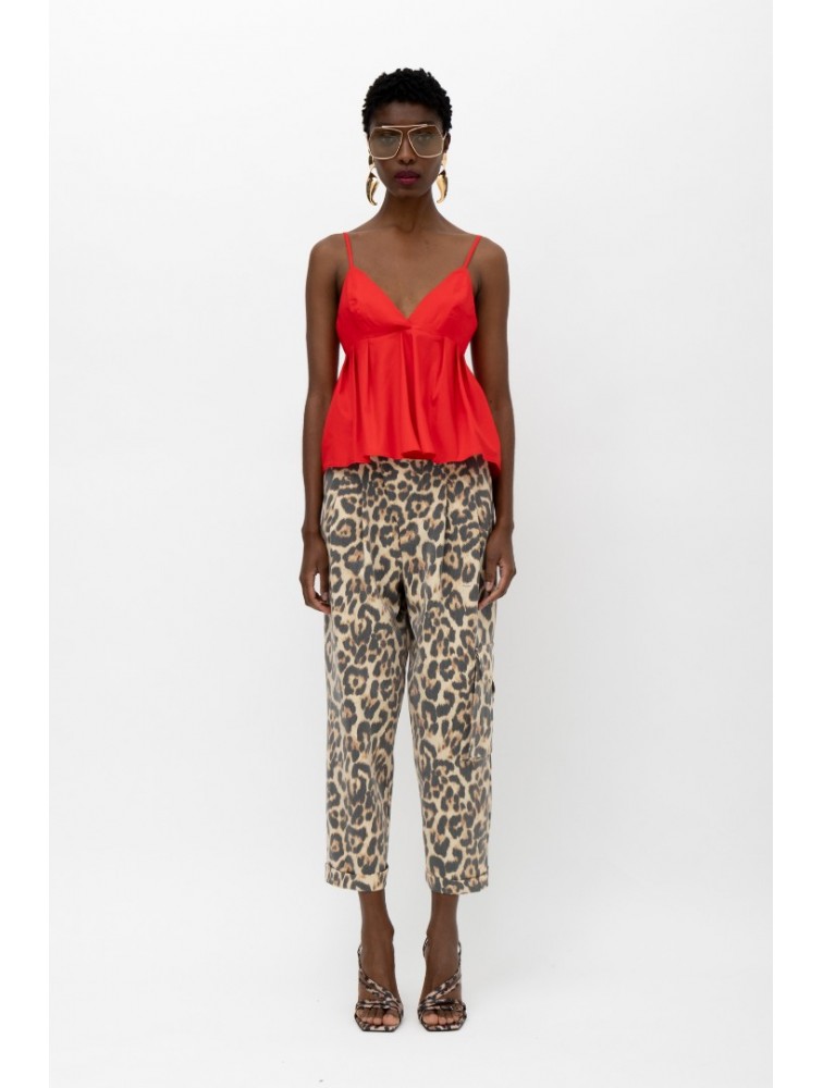 MALLORY THE LABEL Zulu Pants Animal Print Λεοπάρ Παντελόνα