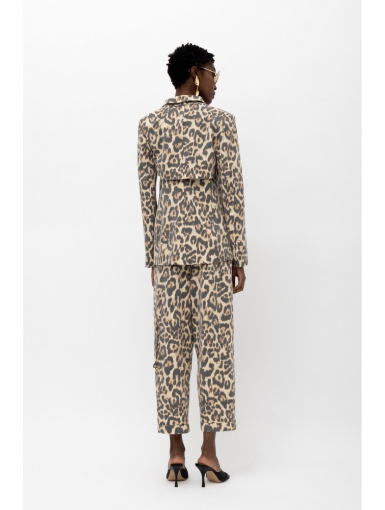 MALLORY THE LABEL Zulu Pants Animal Print Λεοπάρ Παντελόνα