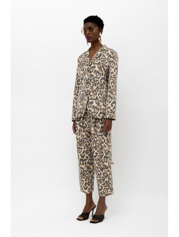 MALLORY THE LABEL Zulu Pants Animal Print Λεοπάρ Παντελόνα