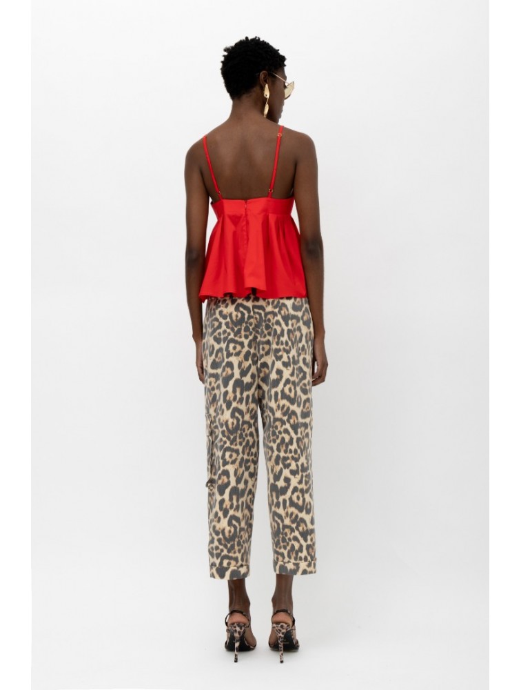MALLORY THE LABEL Zulu Pants Animal Print Λεοπάρ Παντελόνα