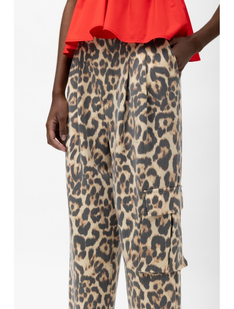 MALLORY THE LABEL Zulu Pants Animal Print Λεοπάρ Παντελόνα