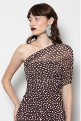 MALLORY THE LABEL Monsoon Polka Dot Dress Καφέ Πουά Φόρεμα