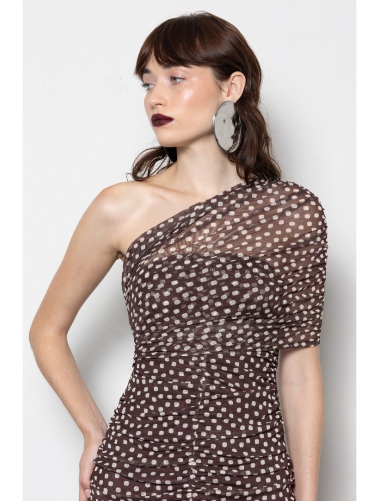 MALLORY THE LABEL Monsoon Polka Dot Dress Καφέ Πουά Φόρεμα