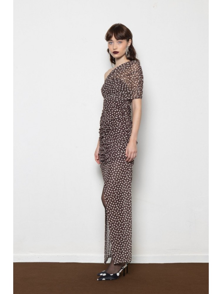 MALLORY THE LABEL Monsoon Polka Dot Dress Καφέ Πουά Φόρεμα