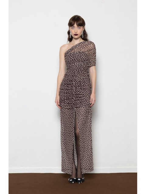 MALLORY THE LABEL Monsoon Polka Dot Dress Καφέ Πουά Φόρεμα