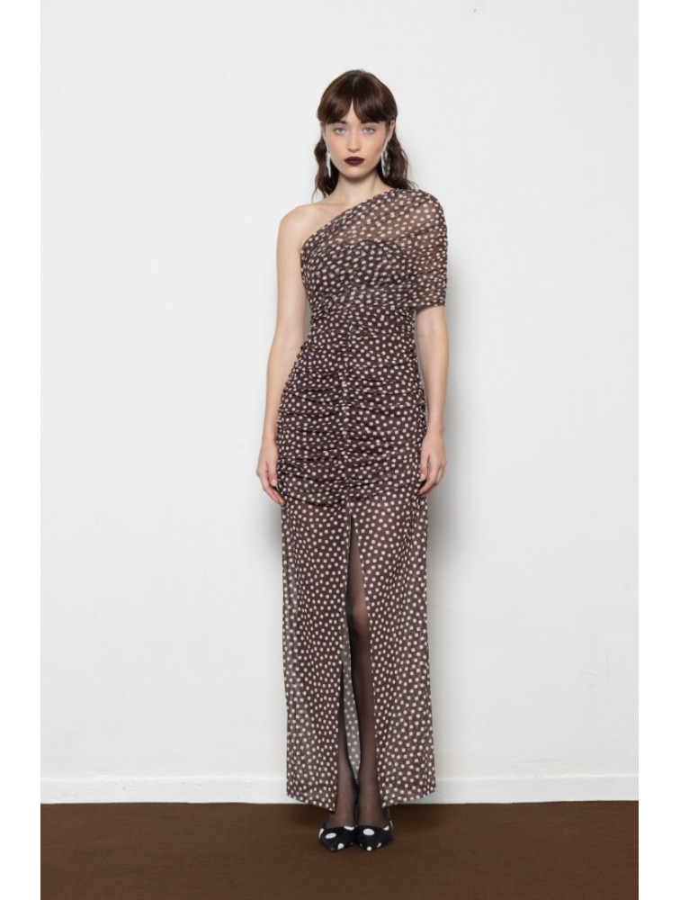 MALLORY THE LABEL Monsoon Polka Dot Dress Καφέ Πουά Φόρεμα