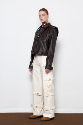 MALLORY THE LABEL Noonday Leather Jacket Καφέ Δερμάτινο Τζάκετ