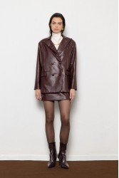 MALLORY THE LABEL Noreen Burgundy Skirt Μπορντώ Δερμάτινη Φούστα