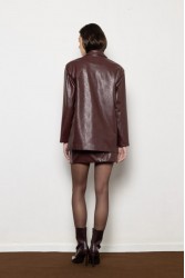 MALLORY THE LABEL Noreen Burgundy Skirt Μπορντώ Δερμάτινη Φούστα