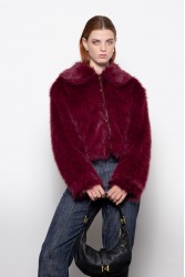 MALLORY THE LABEL Orellia Bordeaux Faux Fur