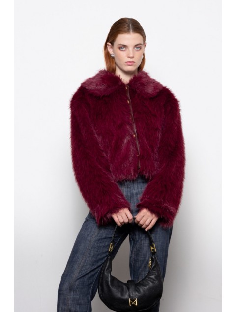 MALLORY THE LABEL Orellia Bordeaux Faux Fur Μπορντώ Γούνα
