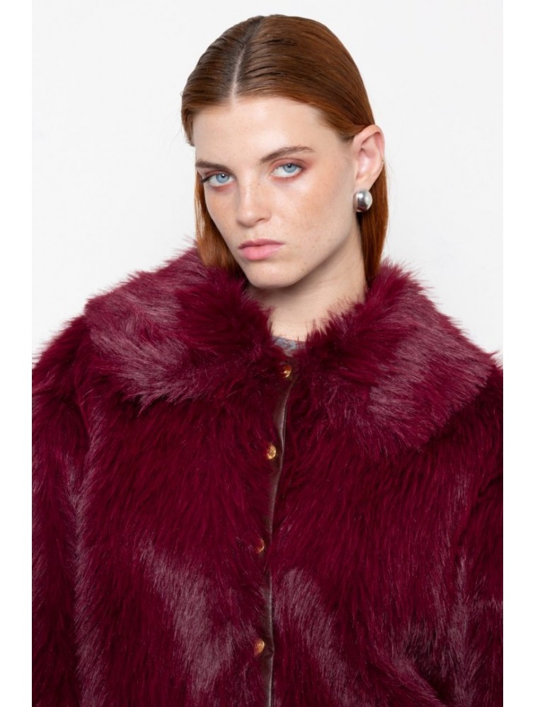 MALLORY THE LABEL Orellia Bordeaux Faux Fur