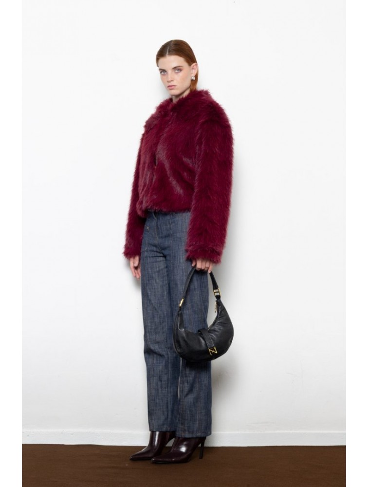 MALLORY THE LABEL Orellia Bordeaux Faux Fur