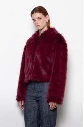 MALLORY THE LABEL Orellia Bordeaux Faux Fur