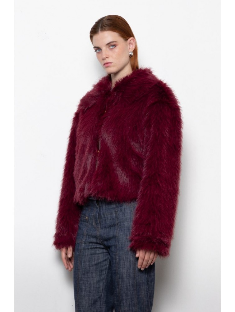MALLORY THE LABEL Orellia Bordeaux Faux Fur