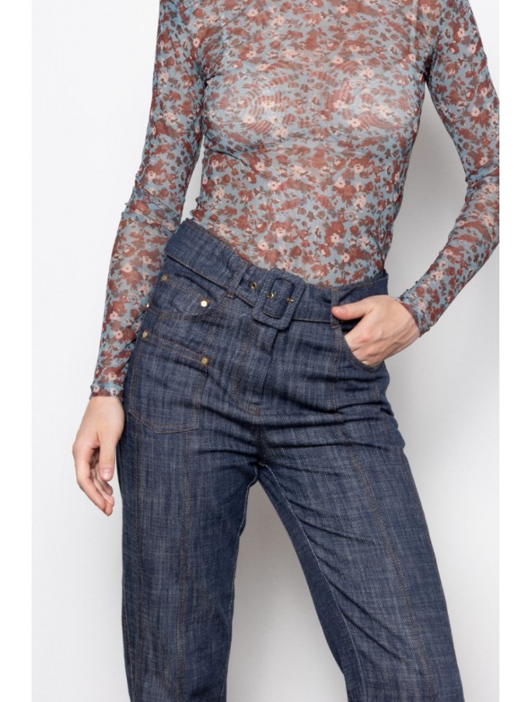 MALLORY THE LABEL Rebel Rose Blue Top Μπλε Διαφάνεια Τοπ