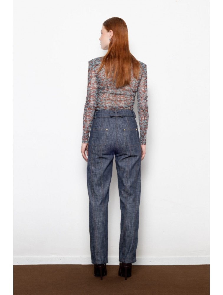 MALLORY THE LABEL Rebel Rose Blue Top Μπλε Διαφάνεια Τοπ