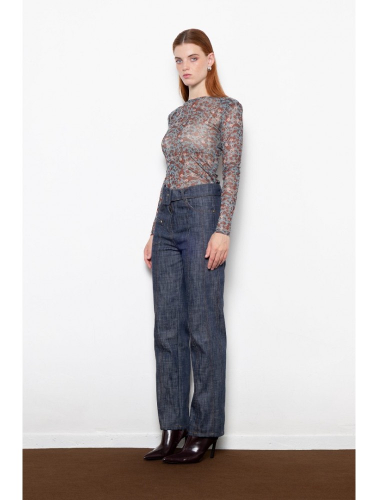 MALLORY THE LABEL Rebel Rose Blue Top Μπλε Διαφάνεια Τοπ