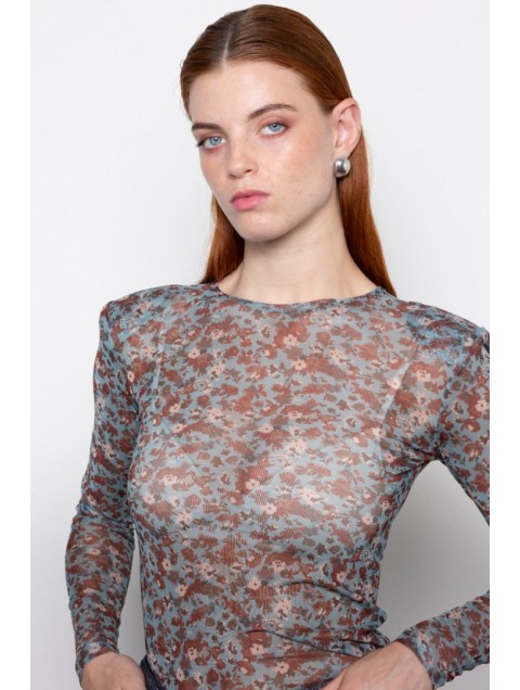 MALLORY THE LABEL Rebel Rose Blue Top Μπλε Διαφάνεια Τοπ