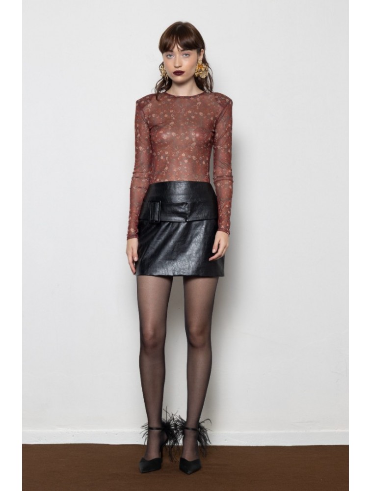 MALLORY THE LABEL Rebel Rose Bordeaux Top Μπορντώ Διαφάνεια Τοπ