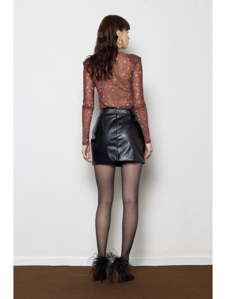 MALLORY THE LABEL Rebel Rose Bordeaux Top Μπορντώ Διαφάνεια Τοπ