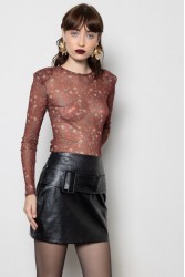 MALLORY THE LABEL Rebel Rose Bordeaux Top Μπορντώ Διαφάνεια Τοπ