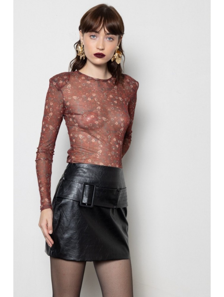 MALLORY THE LABEL Rebel Rose Bordeaux Top Μπορντώ Διαφάνεια Τοπ