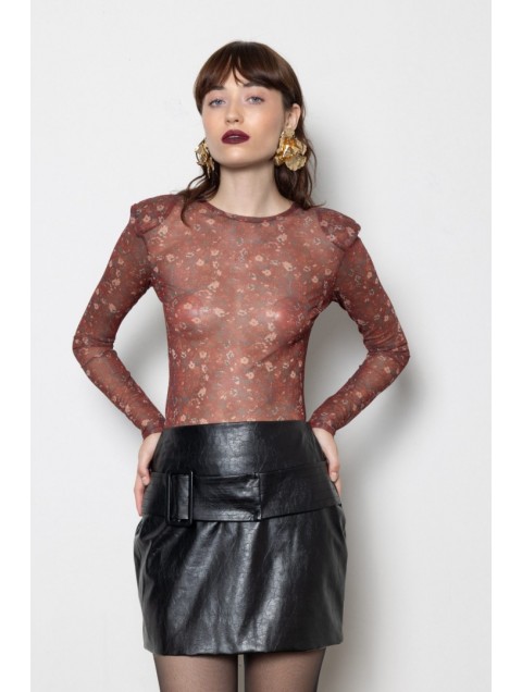 MALLORY THE LABEL Rebel Rose Bordeaux Top Μπορντώ Διαφάνεια Τοπ