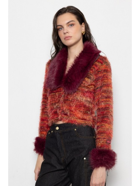 MALLORY THE LABEL Sonora Red Cardigan Μπορντώ Ζακέτα