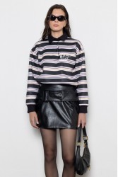 MALLORY THE LABEL Sunday Polo Sweater Black Μαύρο Πόλο Μπλούζα με Ρίγες